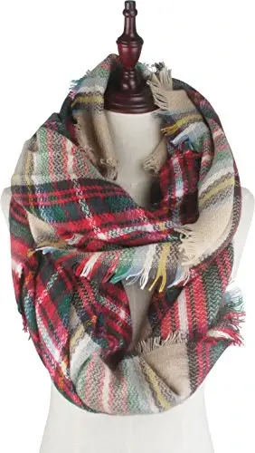 Women's Fall Winter Scarf Classic Tassel Plaid Tartan Warm Soft Chunky Large Blanket Wrap Shawl Scarves - 10