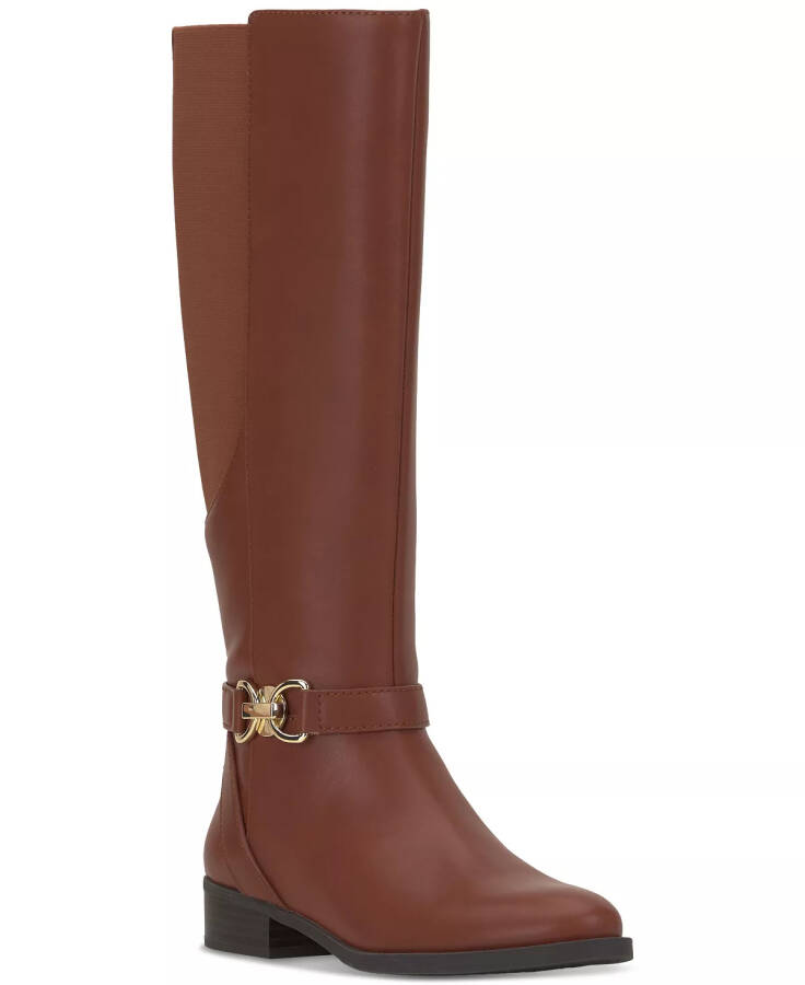 Women's Faron Knee High Riding Boots, Created for Modazone Cognac Smooth - 1