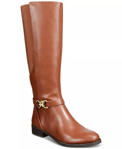 Women's Faron Knee High Riding Boots, Created for Modazone Cognac Smooth - 6