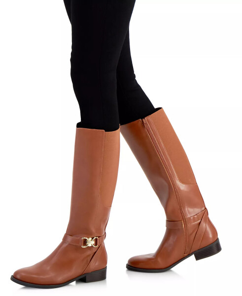 Women's Faron Knee High Riding Boots, Created for Modazone Cognac Smooth - 7