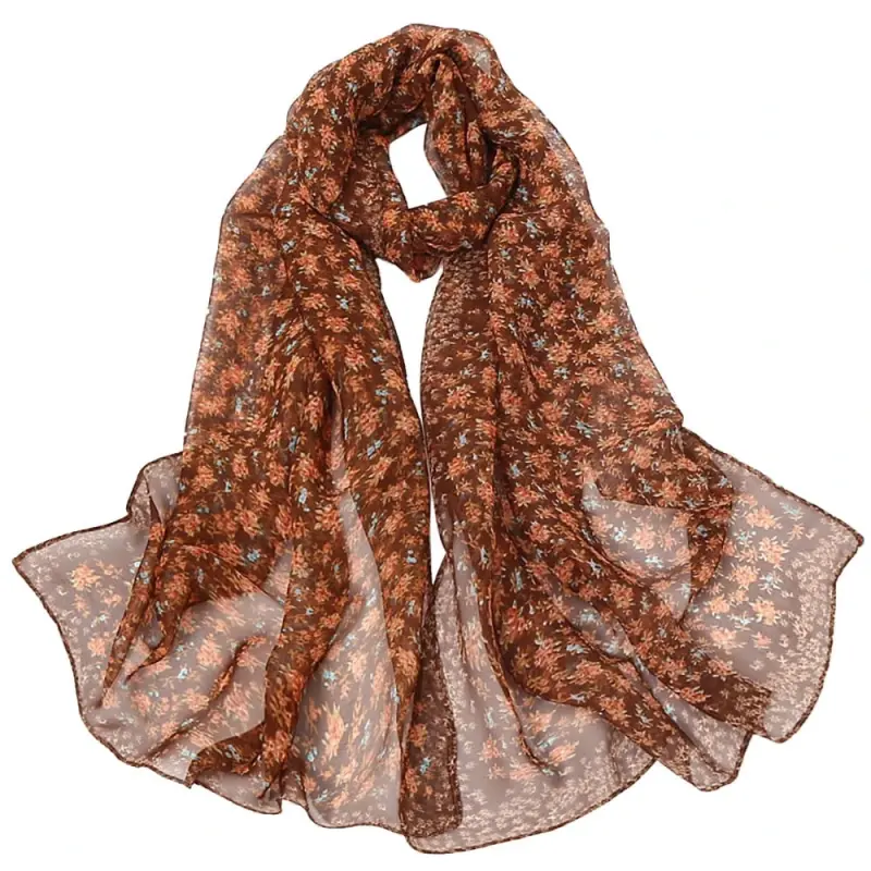 Women's fashion scarf with small floral printing, long and soft wrap scarves, ladies shawl scarves, bandanas. - SKPBLUTN