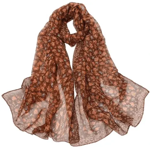 Women's fashion scarf with small floral printing, long and soft wrap scarves, ladies shawl scarves, bandanas. - SKPBLUTN (1)