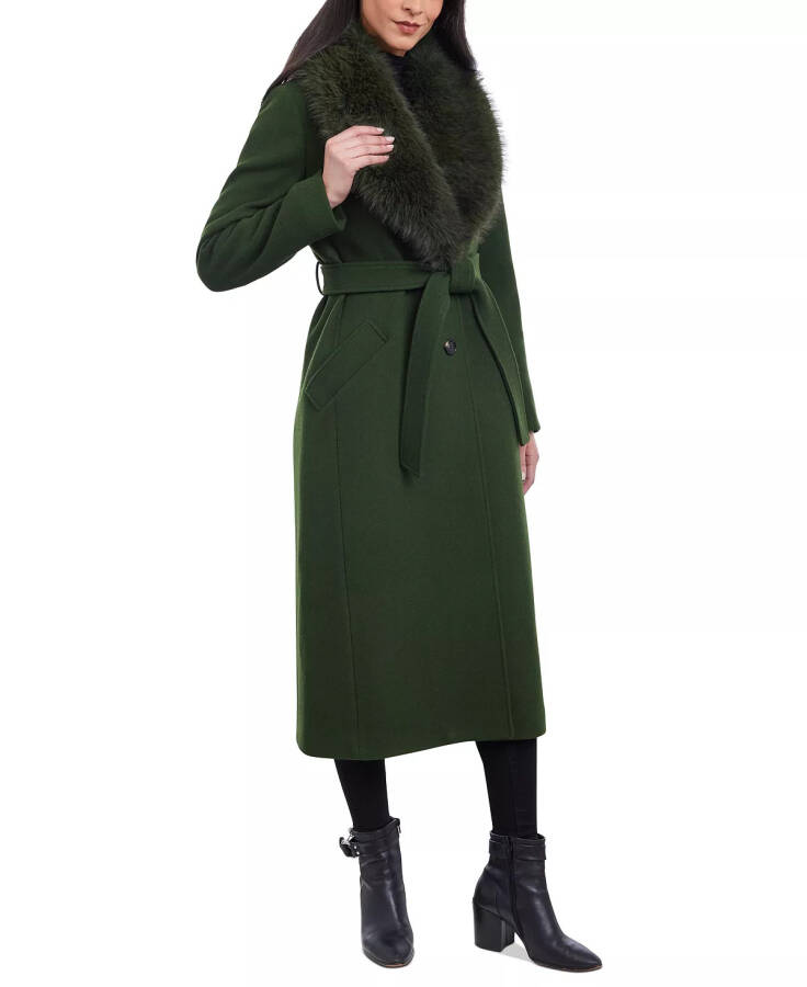 Women's Faux-Fur-Collar Belted Coat Jade - 3