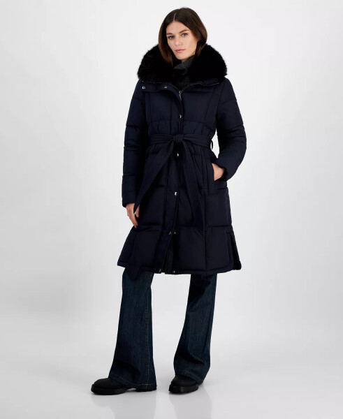 Women's Faux-Fur-Collar Belted Puffer Coat, Created for Modazone Admiral - 1