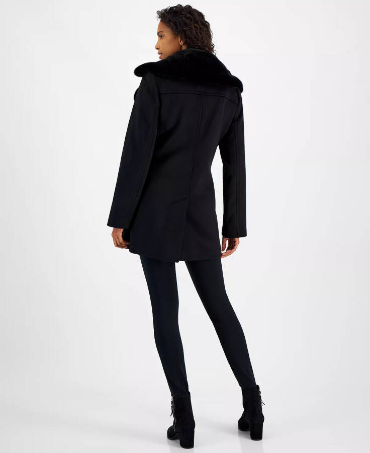 Women's Faux-Fur-Collar Coat Black - 2