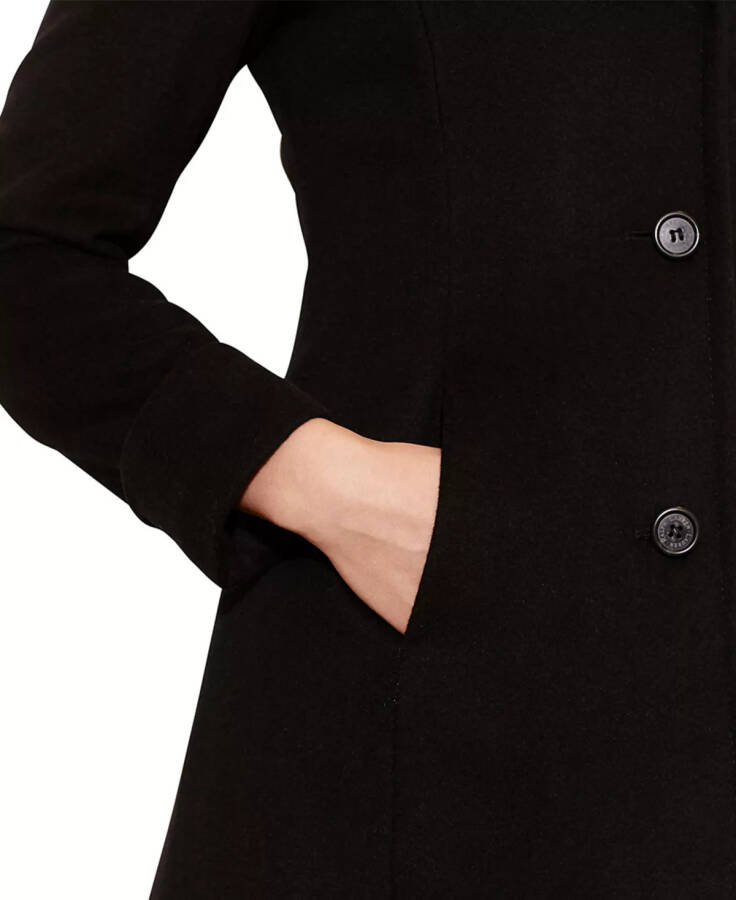 Women's Faux-Fur-Collar Coat Black - 3