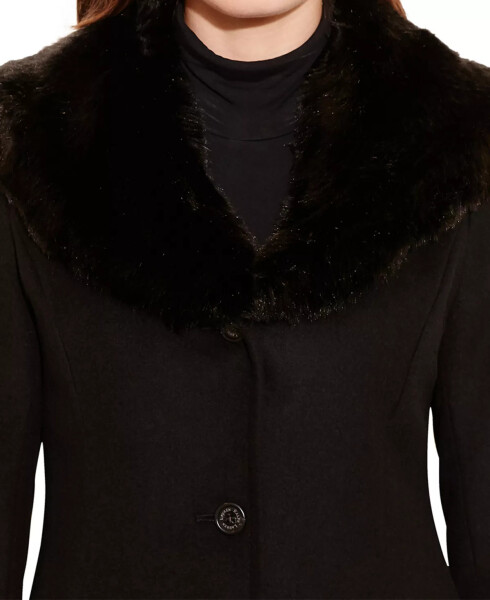 Women's Faux-Fur-Collar Coat Black - 4