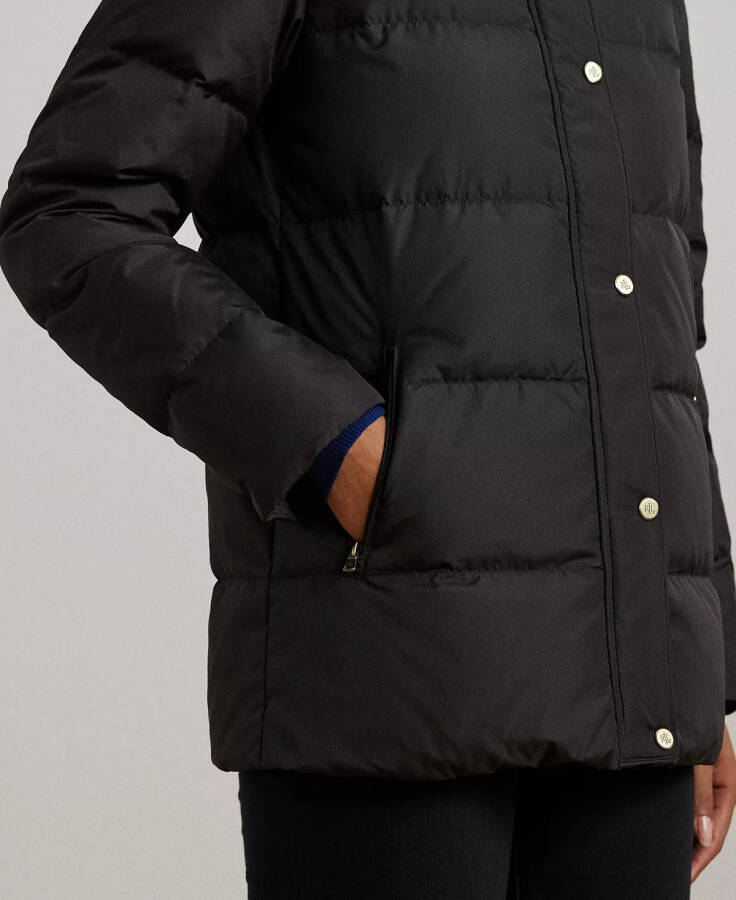 Women's Faux-Fur Hooded Puffer Coat Black - 4