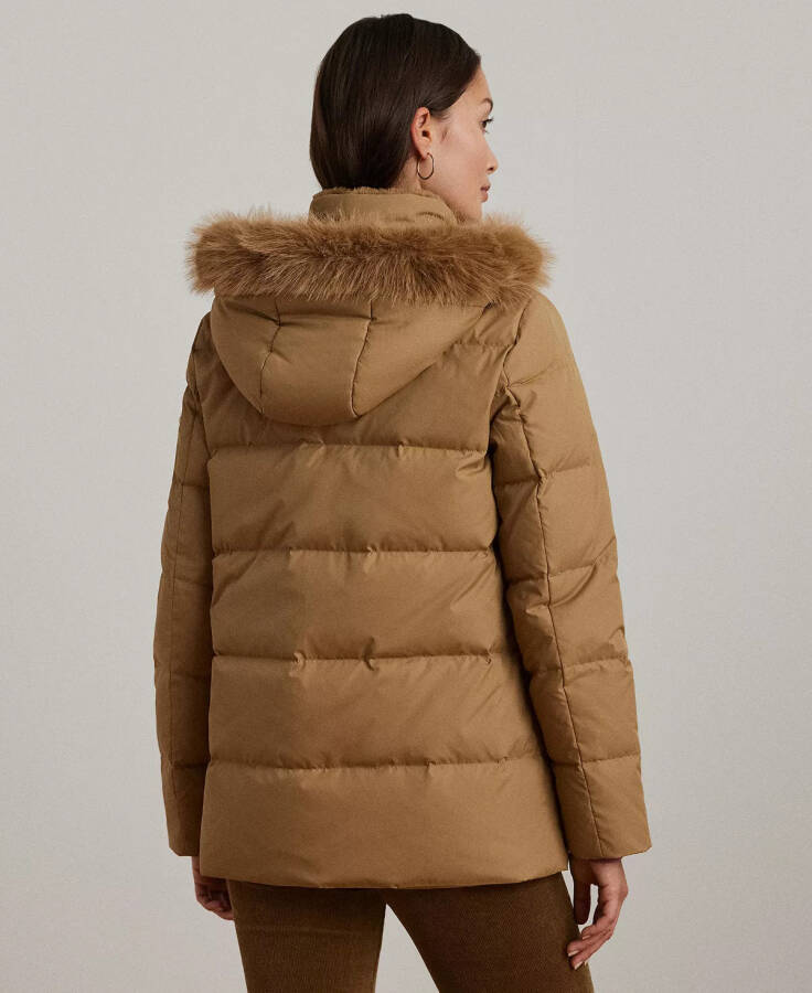 Women's Faux-Fur Hooded Puffer Coat Classic Camel - 2