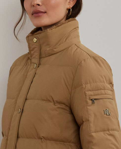 Women's Faux-Fur Hooded Puffer Coat Classic Camel - 3