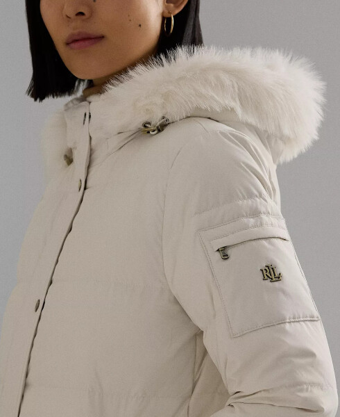 Women's Faux-Fur Hooded Puffer Coat Cream - 4