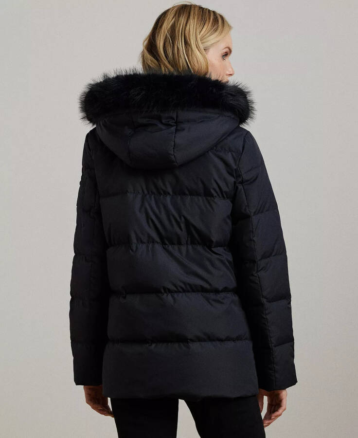 Women's Faux-Fur Hooded Puffer Coat Dk Navy - 2