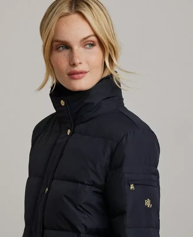 Women's Faux-Fur Hooded Puffer Coat-Dk Navy - 4