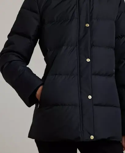 Women's Faux-Fur Hooded Puffer Coat-Dk Navy - 5