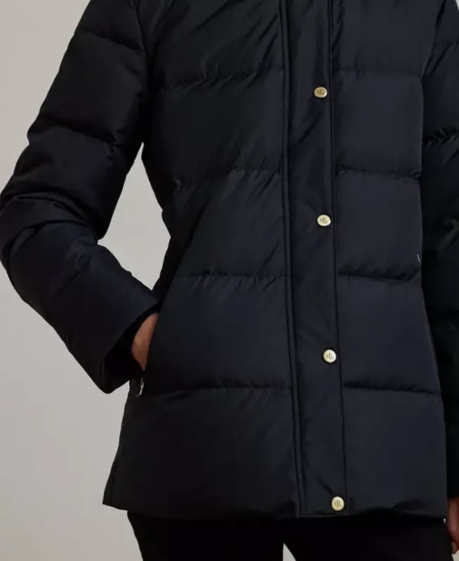 Women's Faux-Fur Hooded Puffer Coat-Dk Navy - 5