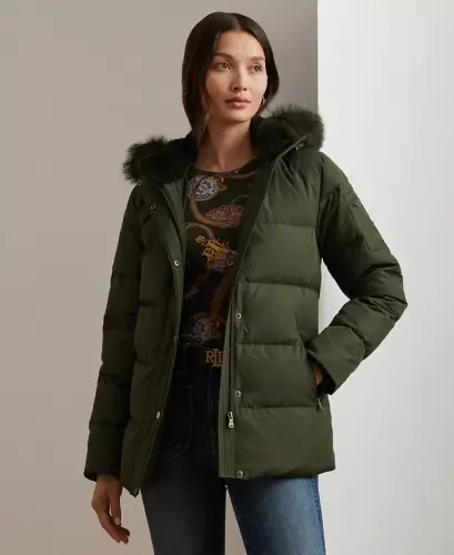 Women's Faux-Fur Hooded Puffer Coat - Litchfield Loden 