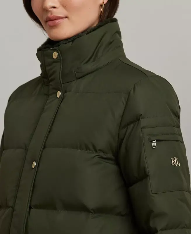 Women's Faux-Fur Hooded Puffer Coat - Litchfield Loden - 3