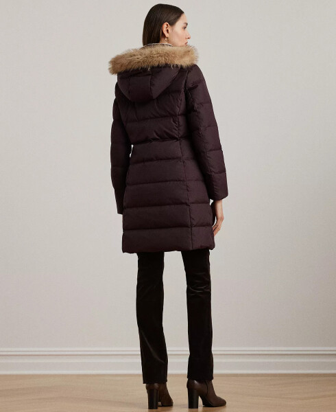 Women's Faux-Fur Hooded Puffer Coat Pinot Noir - 2