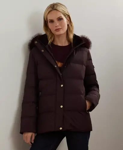 Women's Faux-Fur Hooded Puffer Coat - Pinot Noir - LAUREN RALPH LAUREN (1)