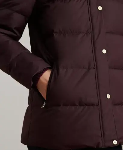 Women's Faux-Fur Hooded Puffer Coat - Pinot Noir - 4