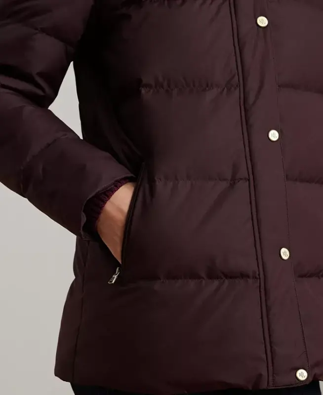 Women's Faux-Fur Hooded Puffer Coat - Pinot Noir - 4