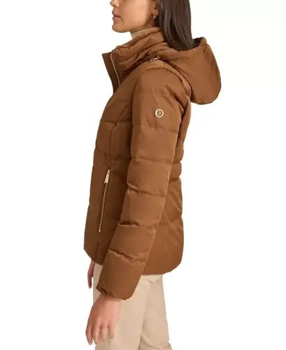 Women's Faux-Fur-Lined Hooded Puffer Coat - Chestnut - CALVIN KLEIN (1)