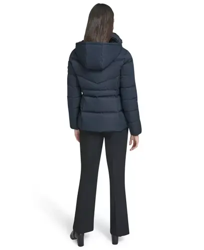 Women's Faux-Fur-Lined Hooded Puffer Coat - Dark Saphire - CALVIN KLEIN (1)