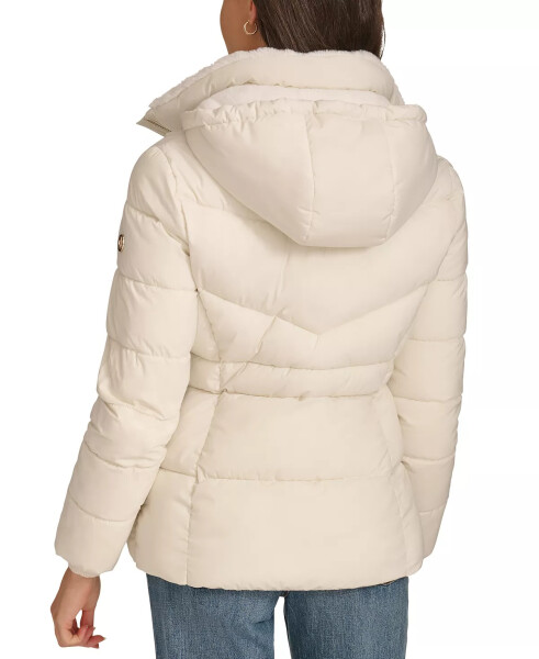 Women's Faux-Fur-Lined Hooded Puffer Coat Eggshell - 2