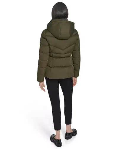 Women's Faux-Fur-Lined Hooded Puffer Coat - Twig - CALVIN KLEIN (1)