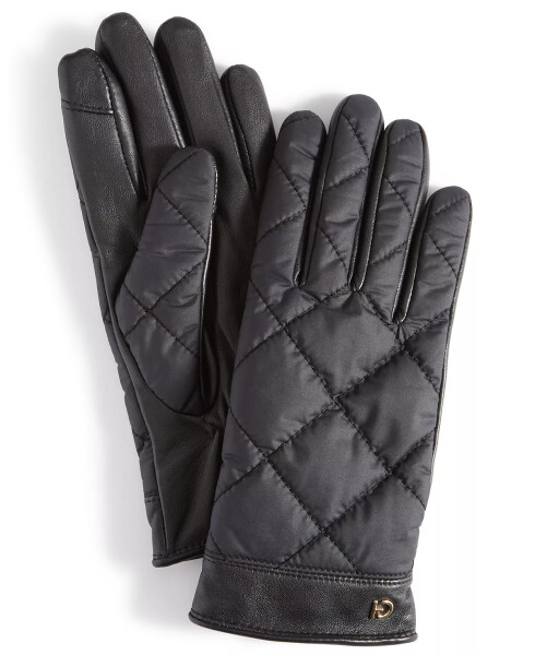 Women's Faux-Fur-Lined Quilted Puffer Gloves Caviar - 1