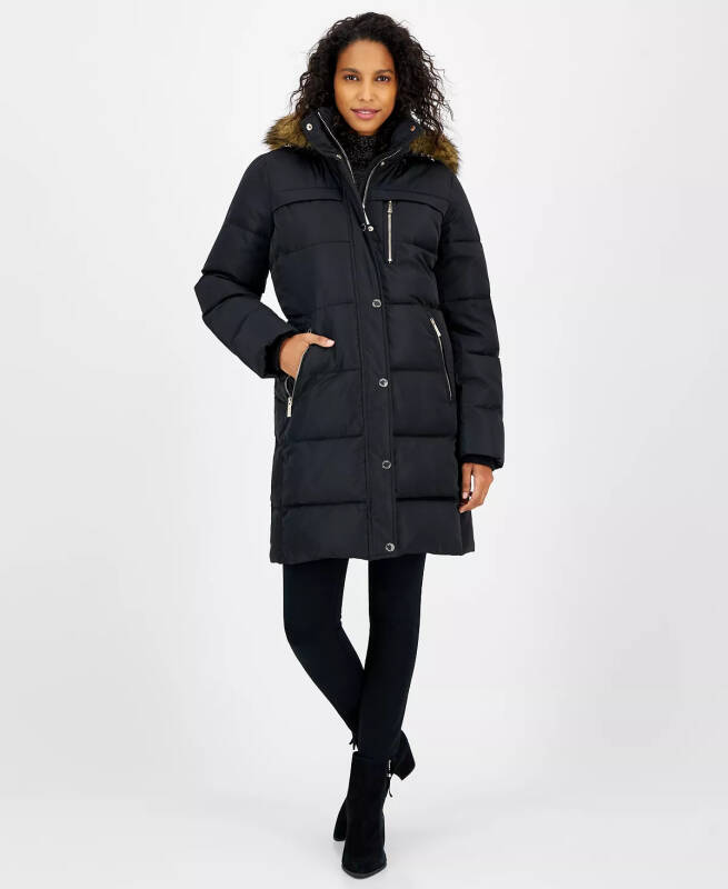 Women's Faux-Fur-Trim Hooded Puffer Coat, Created for Modazone - 1