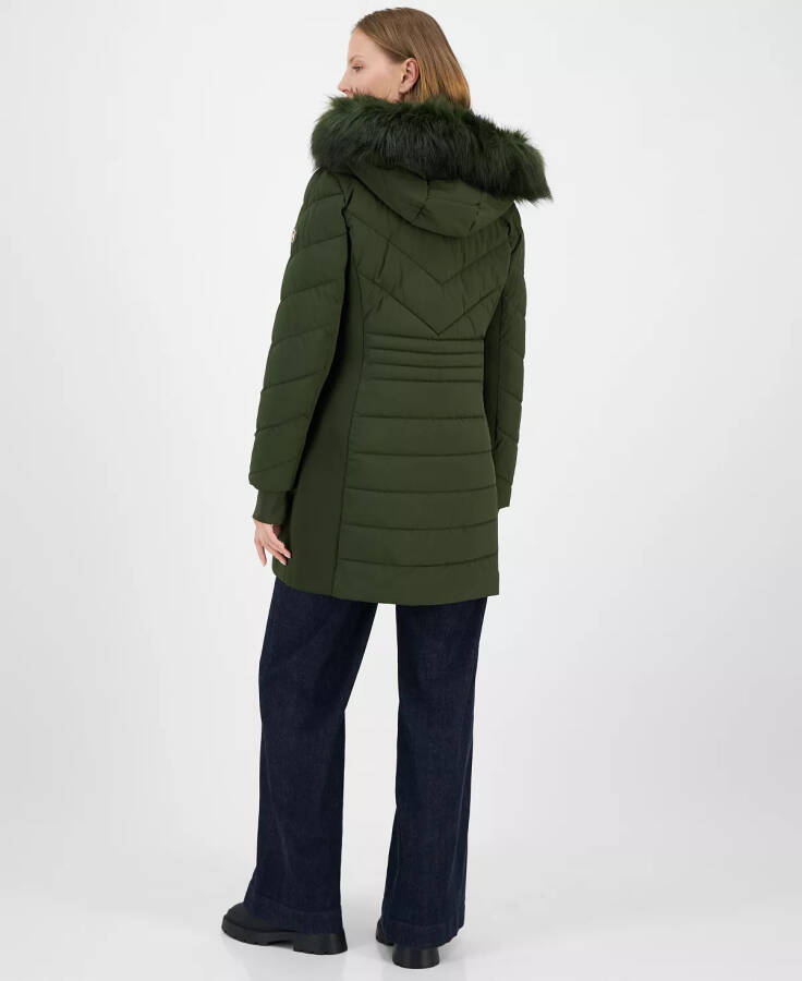 Women's Faux-Fur-Trim Hooded Puffer Coat, Created for Modazone Olive - 2