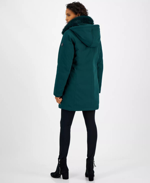 Women's Faux-Fur-Trim Hooded Puffer Coat Dark Emerald - 2