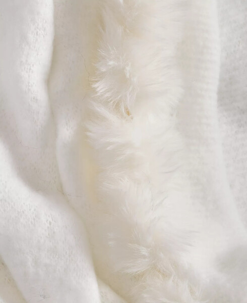 Women's Faux-Fur-Trim Wrap, Created for Modazone Ivory - 3