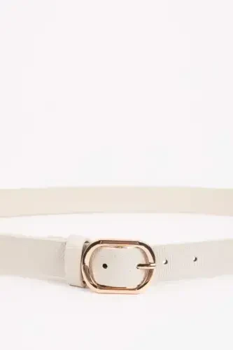 Women's Faux Leather Casual Belt-Beige - 3