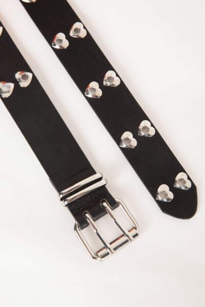 Women's Faux Leather Classic Belt Black - 2