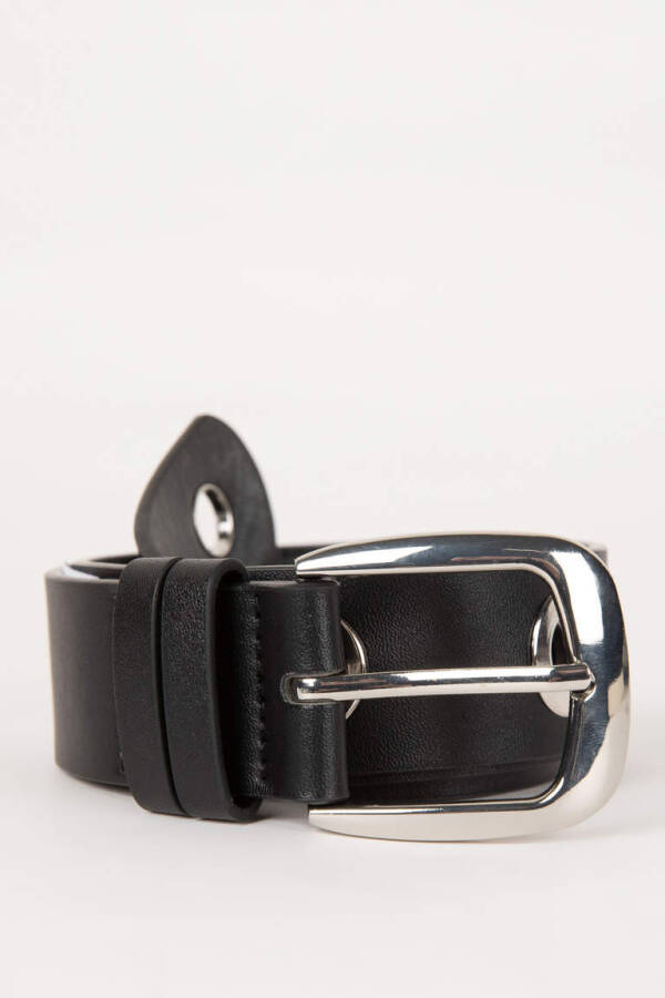 Women's Faux Leather Classic Belt Black - 1