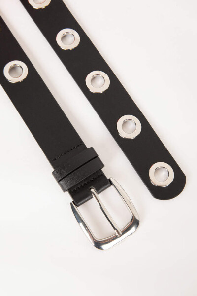 Women's Faux Leather Classic Belt Black - 2