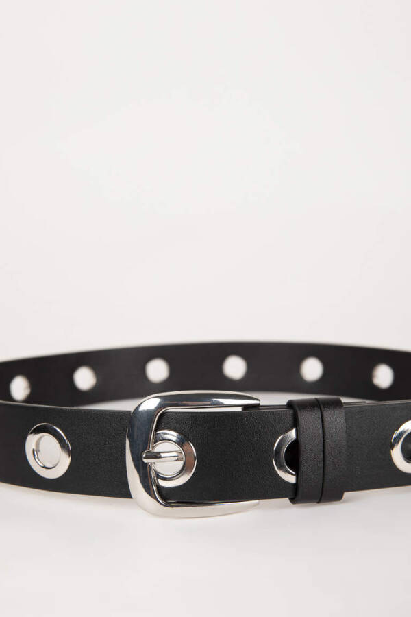 Women's Faux Leather Classic Belt Black - 3