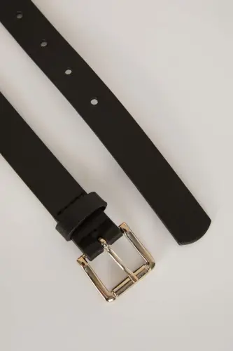 Women's Faux Leather Classic Belt Black - 3