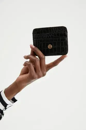 Women's Faux Leather Croco Cardholder W2526azns-Black - DEFACTO (1)