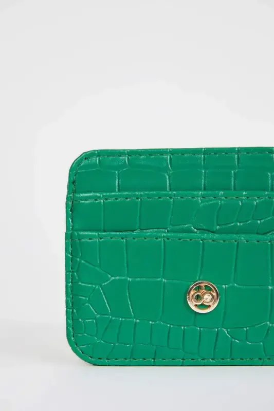 Women's Faux Leather Croco Cardholder W2526azns-Green - 2