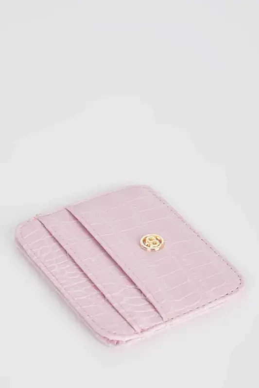 Women's Faux Leather Croco Cardholder W2526azns-Pink - 4
