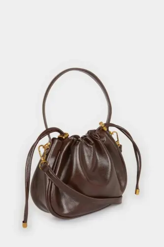 Women's Faux Leather Crossbody Bag-Dark Brown - 3