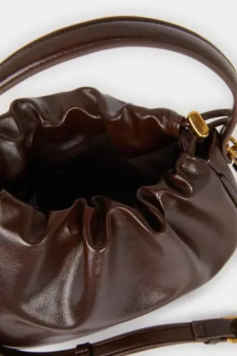 Women's Faux Leather Crossbody Bag-Dark Brown - 5