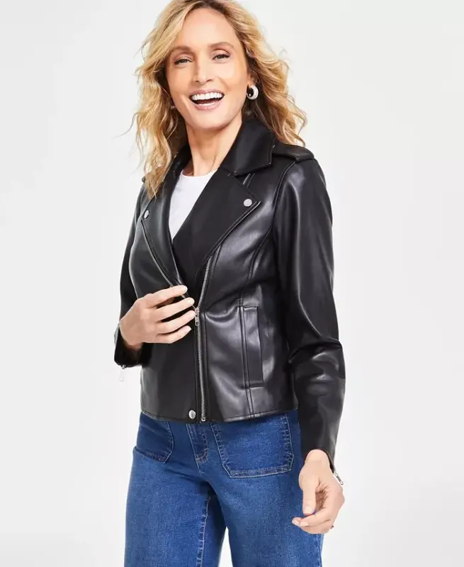 Women's Faux-Leather Jacket, Created for Modazone - 6
