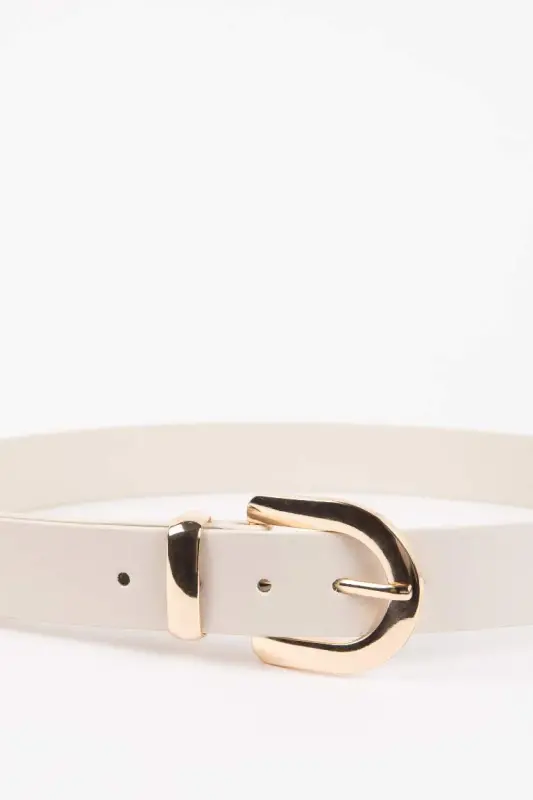 Women's Faux Leather Jean Belt-Beige - 2
