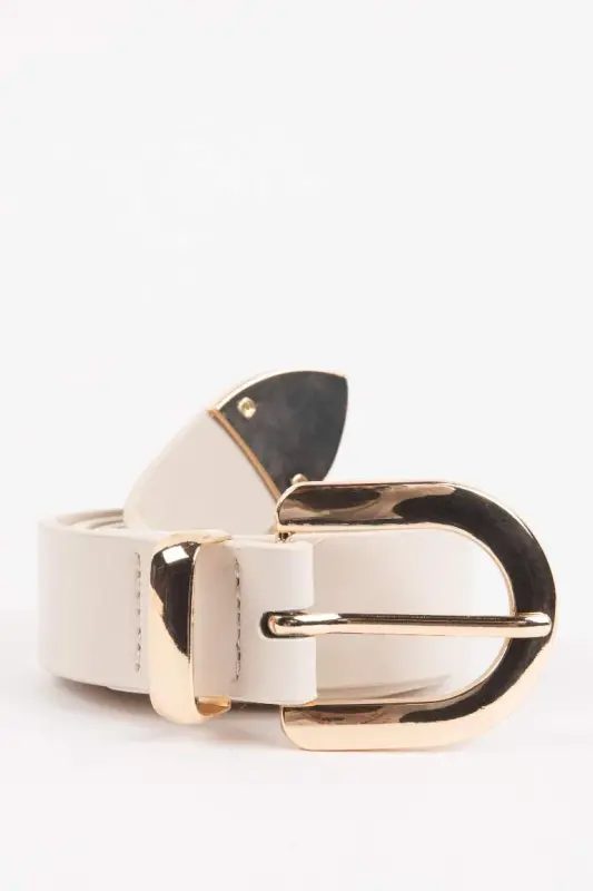 Women's Faux Leather Jean Belt-Beige - 3