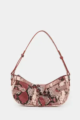 Women's Faux Leather Shoulder Bag-Pink - 2