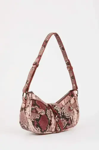 Women's Faux Leather Shoulder Bag-Pink - 3